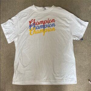 Heritage Sportswear Champion White Multicolor Logo Tee